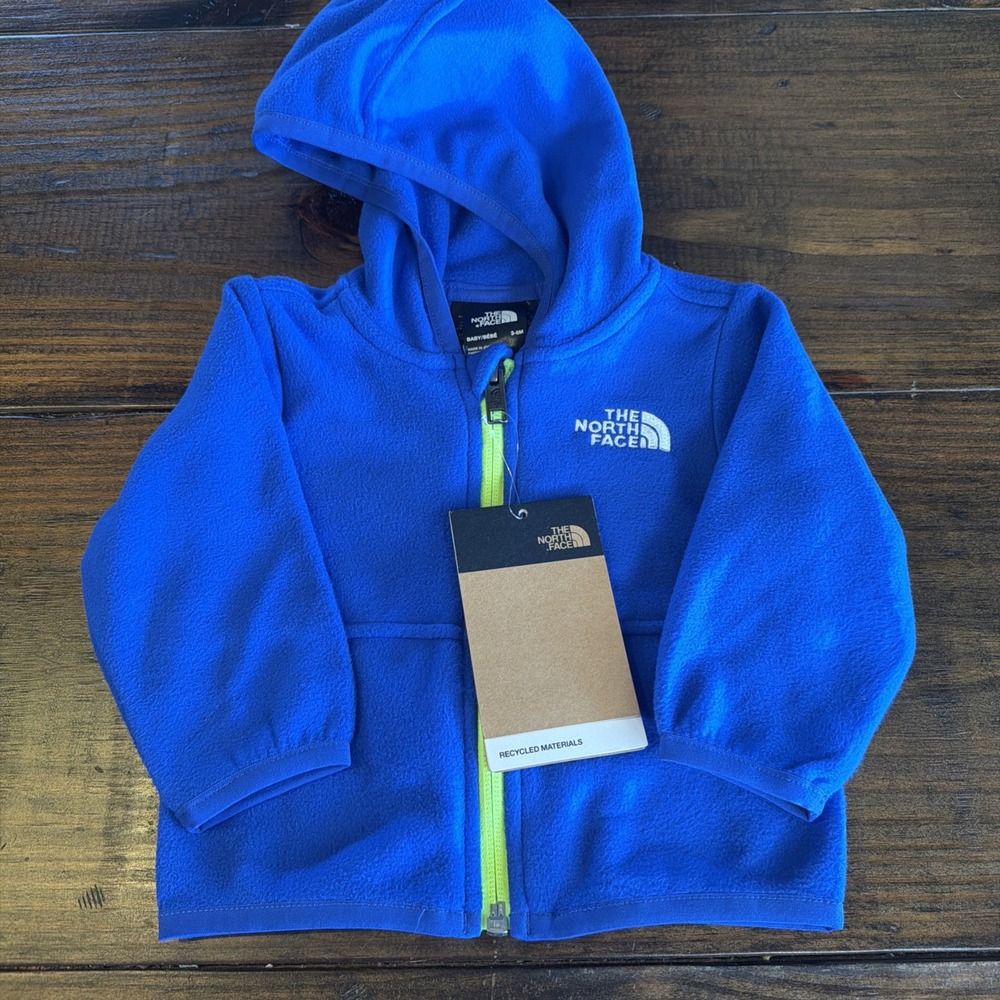 The North Face Baby Fleece Jacket 3-6M NWT Blue Hooded Full Zip Infant
